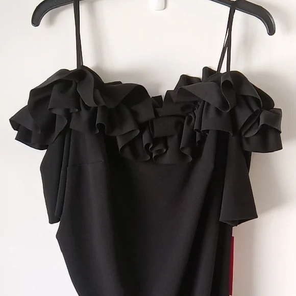 Xscape Elegant Black Midi Dress NWT Size 18W Off-Shoulder - Picture 10 of 11